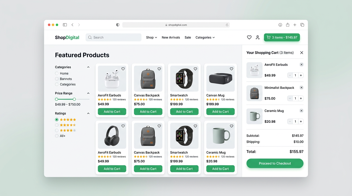 Plataforma de E-commerce de Alto Rendimiento - Desarrollo de plataforma de e-commerce optimizada para aumentar ventas, automatizar procesos y escalar negocios digitales de forma segura y eficiente.
