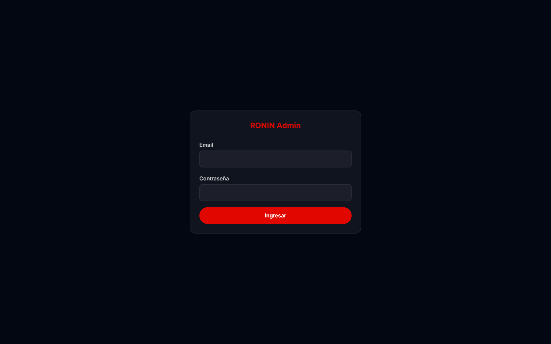 Acceso al admin de Corporación Ronin