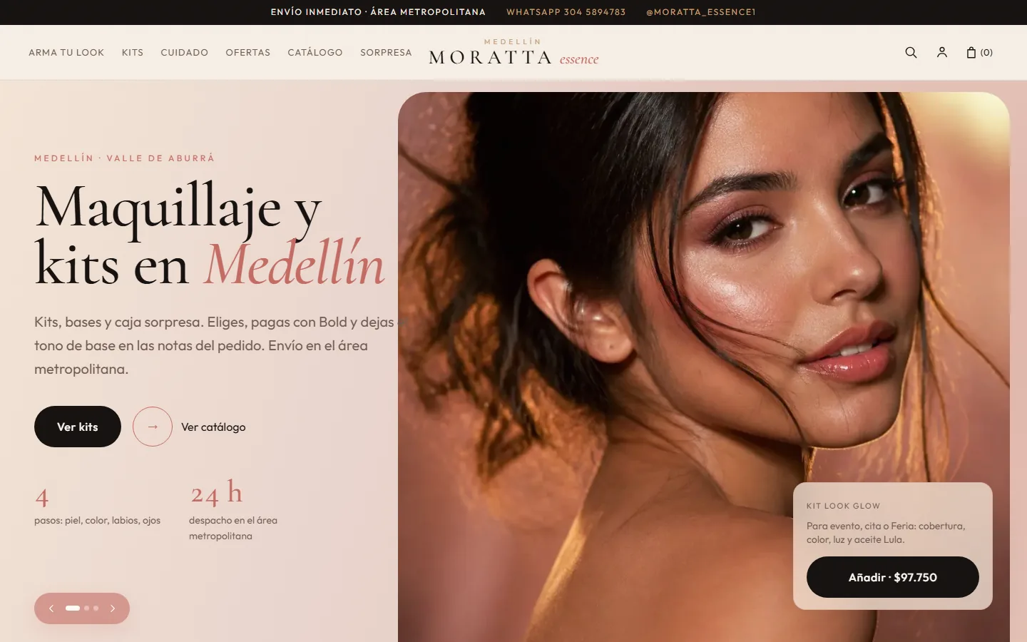 Inicio de Moratta Essence: maquillaje y kits en Medellín