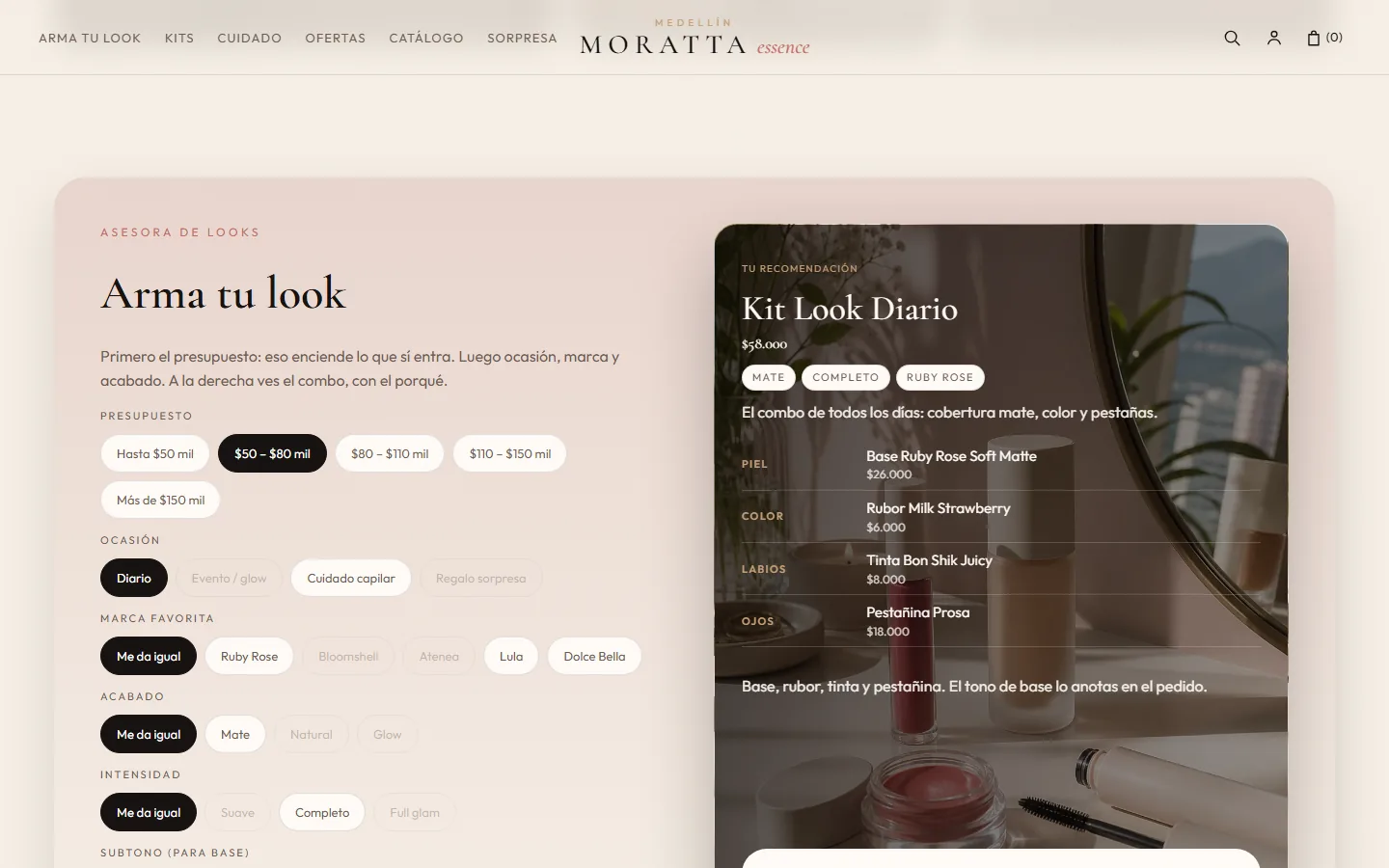 Asesora de looks de Moratta: presupuesto, ocasión y kit recomendado