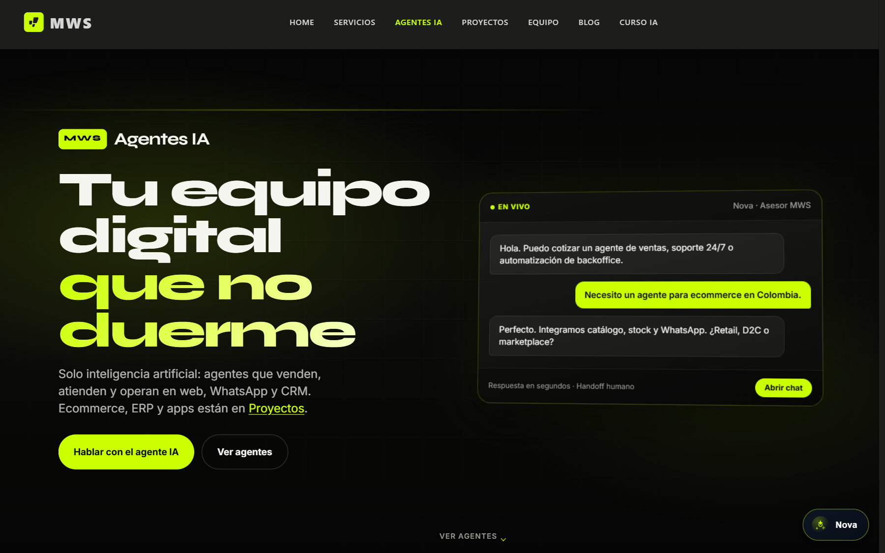 Nova — Ejército de agentes de IA