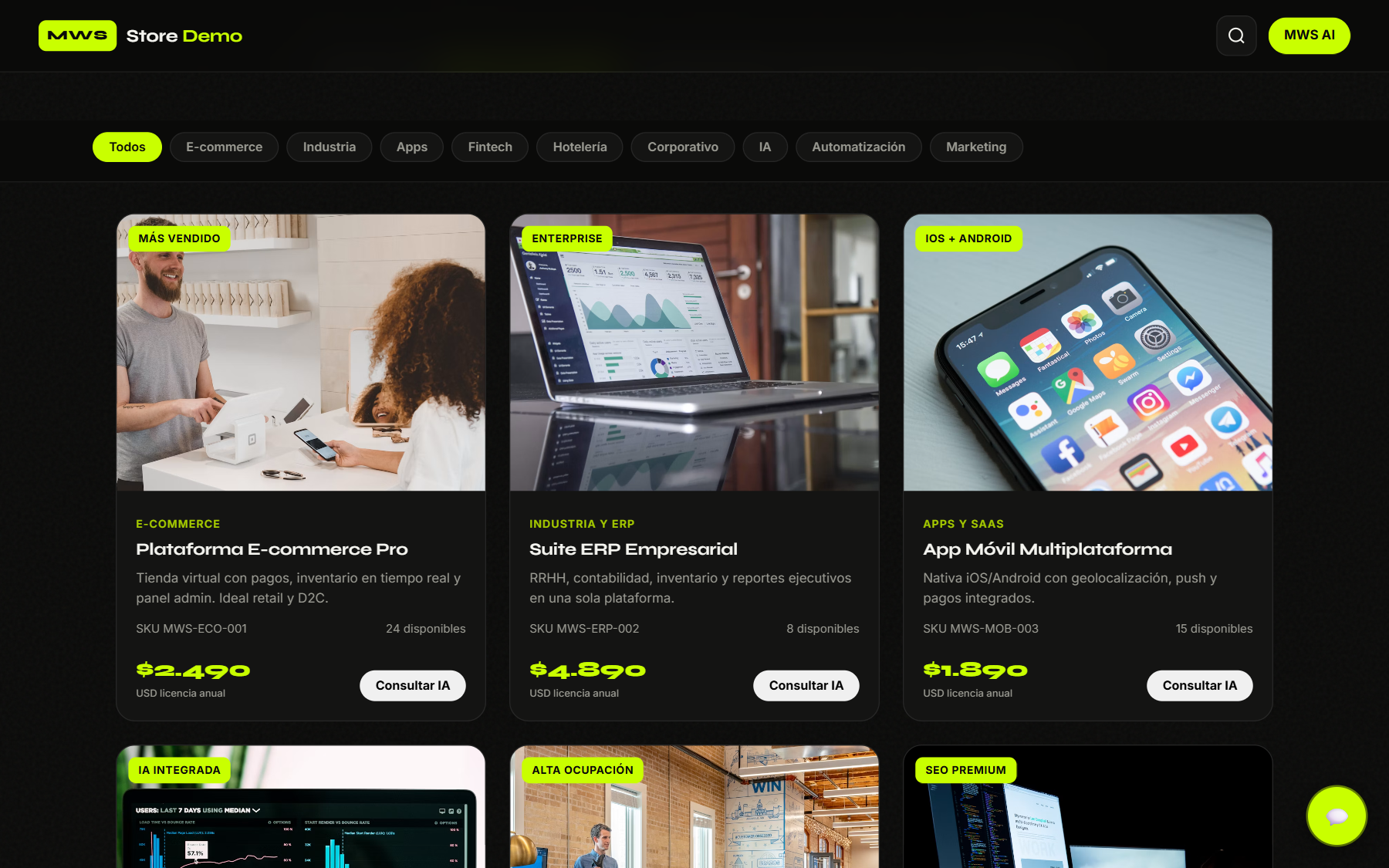 Detalle de la demo store MWS AI