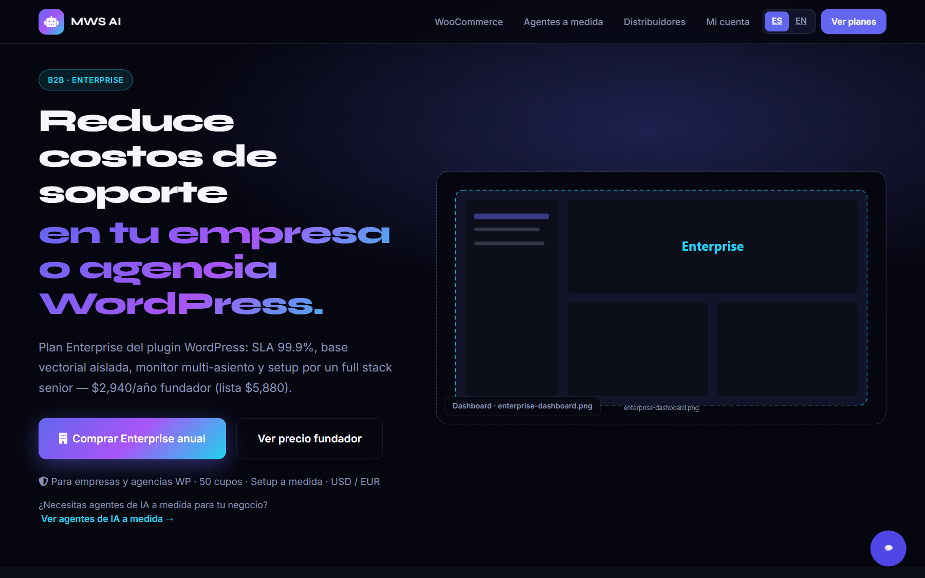 Landing Enterprise de MWS AI